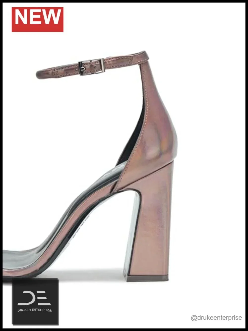 DKNY Waylin Square Toe Ankle Strap Block Heel Sandals Faux Leather